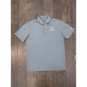 Nike Golf Mercedes Benz Polo Shirt Grey Dri-Fit Performance Polo Men's Size M